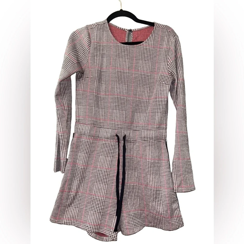 Plaid Red, Gray, Black with side stripes drawstring longsleeve romper size small